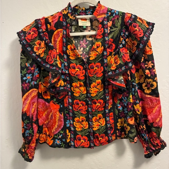 Farm Rio Red Spring Bananas Ruffle Blouse - Picture 2 of 9